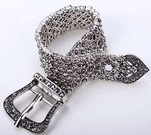 Gray swarovski crystal stretch belt chain bracelet 2  