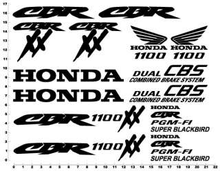 Honda 1100 CBR Blackbird Decals Stickers Black Bird  