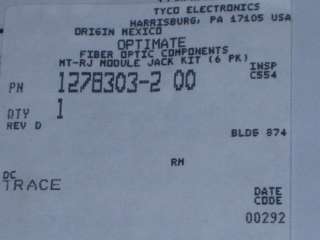 TYCO AMP FIBER OPTIC MT RJ MODULE JACK KIT 1278303 2  