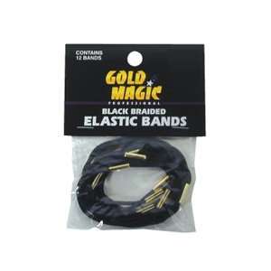    Gold Magic Braided Elastic Bands   Black (Pack of 12) Beauty