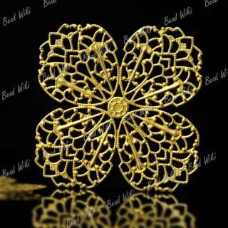Vintage Raw Brass Flower Cabochon Setting links MB554  