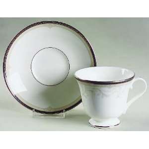  Waterford China Brocade Footed Cup & Saucer Set, Fine 