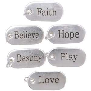  Blue Moon Angel Metal Charms Oval Words Silver 6/Pkg