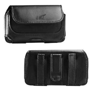  Executive Black Leather Horizontal Pouch Carry Case Magnetic Closing 