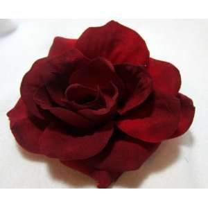  NEW Dark Red Velvet Rose Flower Hair Clip, Limited 
