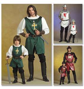   Childrens/ Boys Knight, Prince and Samurai Costumes Pattern  