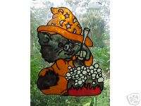 Halloween Cat & BREW Stained Glass Window Cling  