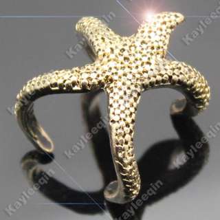 Copper 3D Starfish Ocean Sea Star Fish Asteroid Style Wrap Finger Ring 