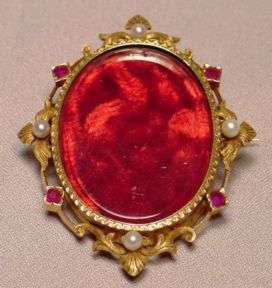 Exquisite Antique 18K Ruby Pearl Locket Pin 19.7 Grams  