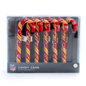  Kansas City Chiefs NFL Candy Cane Ornament Set of 6 