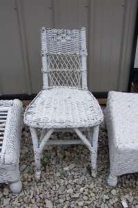 Set of 5 Antique/Vintage WICKER FURNITURE Chairs Tables  