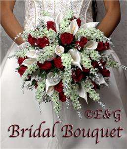 wedding bouquet bouquets bridal silk flowers ANNA RED  