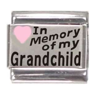  In Memory Of My Grandchild Pink Heart Laser Italian Charm 