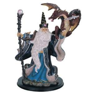  Blue Robe Wizard With Dragon And Staff Collectible 
