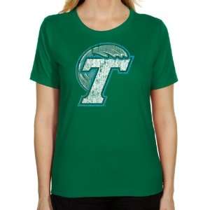  Tulane Green Wave Ladies Distressed Primary Classic Fit T Shirt 