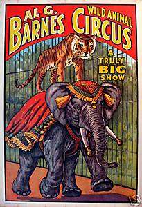1960 Al G Barnes Circus World Museum Wild Animal Poster  