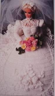 Annies Crochet Barbie Fashion Bed Doll 1992 BRIDE Wedding GOWN with 