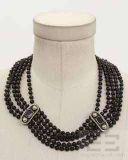 Luisa Conti Black Onyx Stone and Beaded Multi Strand Necklace  