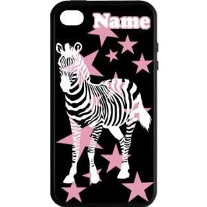  Add Your Name Pop Zebra Custom Rubber iPhone 4 & 4S Case 