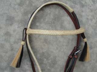 Western Round Leather/Rawhide/Tassels Horse Headstall  