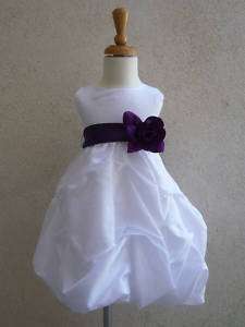 NEW WHITE PURPLE BABY INFANT PAGEANT PARTY FLOWER GIRL DRESS 0 6 12 18 