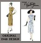  VTG 40s V2787 WOMEN DRESS 1948 DESIGN SEWING PATTERN SZ 6 22 LOVELY