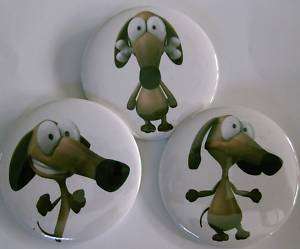 Set of 3 DACHSHUND DOG fun BUTTON badge or magnets  
