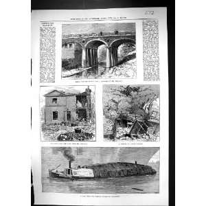  1874 Bridge Regents Canal Barge Carrying Powder Petroleum 