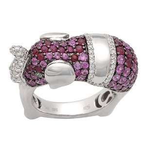   Gold Diamond Pink Sapphire Elephant Ring, Size 7 (0.47 cttw) Jewelry