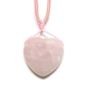  Quartz Polished Gemstone Heart Pendant on Adjustable Silk Slip Choker