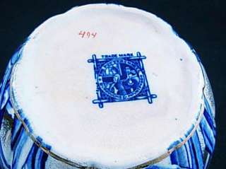   Antique BURROUGHS & Mountford FLOW Blue IRIS Biscuit BARREL Cannister
