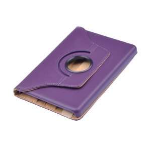 Purple 360 degree Rotation Swivel Faux Folio Leather Case Stand Cover 