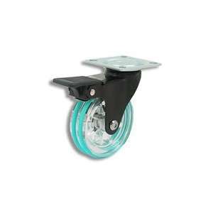 Cool Casters   Acrylic Modern Caster, Clear with Aqua Rings, Black 