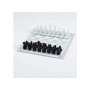   Games Glass Chess Board with White and Clear Pieces Toys & Games