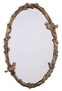 Spring Sparrow Oval WALL MIRROR Antique Gold NEW  