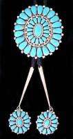 Native Zuni Lorraine Waatsa Sterling Turquoise Bolo Tie  