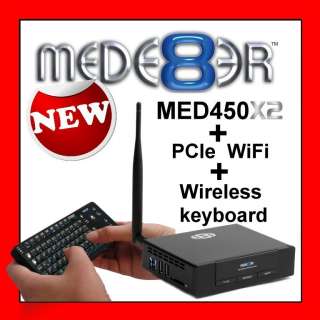   MED450X2 + PCIe WiFi 802.11g/n + Wireless Keyboard, USB 3, Gigabit LAN