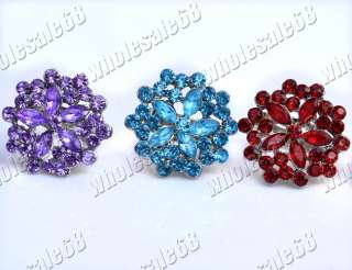   lot 30pcs mix resin flower womens charm rhinestone jewelry ring free