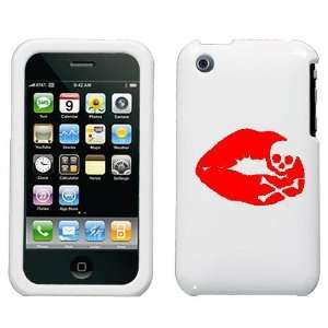  APPLE IPHONE 3G 3GS RED SKULL LIPS ON A WHITE HARD CASE 