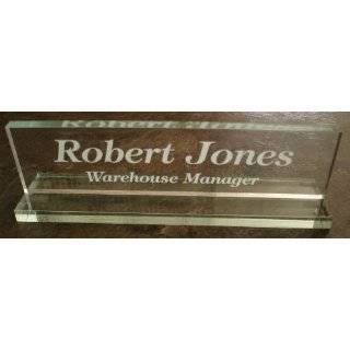 Office Desk Name Plate 1/2 glass like acrylic   8x2 Personalized 