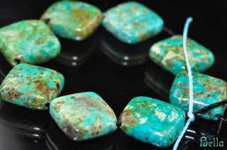 13mm African TURQUOISE Diamond Square Beads I0446  