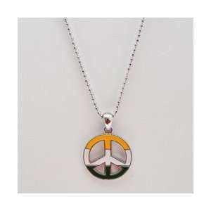  Colorful Yellow White Green Peace Sign Charm and Chain 