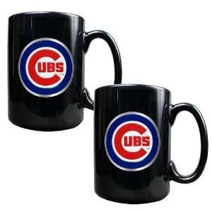  Chicago Cubs Coffee Mug   15 oz Black Ceramic Mug Set of 