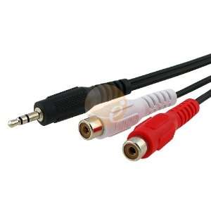    3.5mm Stereo to 2 RCA Cable M/F, 12 Inch Black Electronics