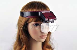 Fashion 4 Lens Loop Head Band VISOR Magnifier LED Magnifying Glass 