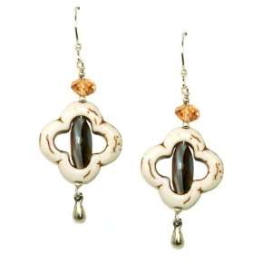   Designs Sterling Silver White Clover and Topaz Drop Earrings Jewelry