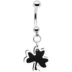  Black and White Clover Belly Ring Jewelry