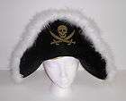 Pirate Hat Black Velour w/ Marabou Trim New