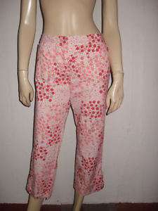 ODILLE anthropologie Pink floral Cropped PANTS Sz 8 M  