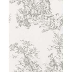  Toile Black and White Wallpaper in Chateau 2